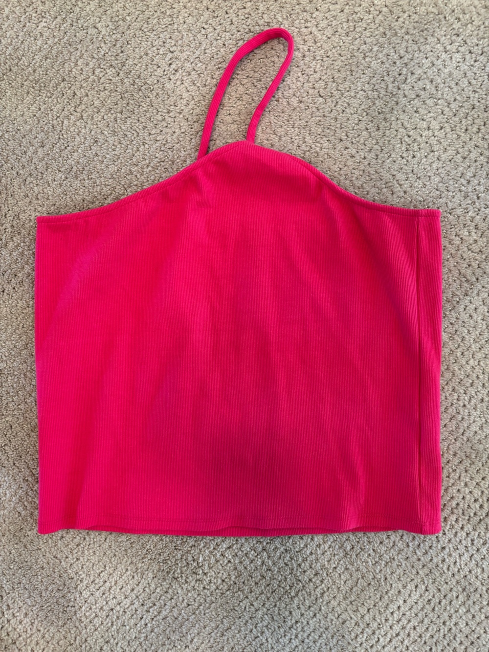 Anthropologie Vibrant Hot Pink Ribbed Crop Top